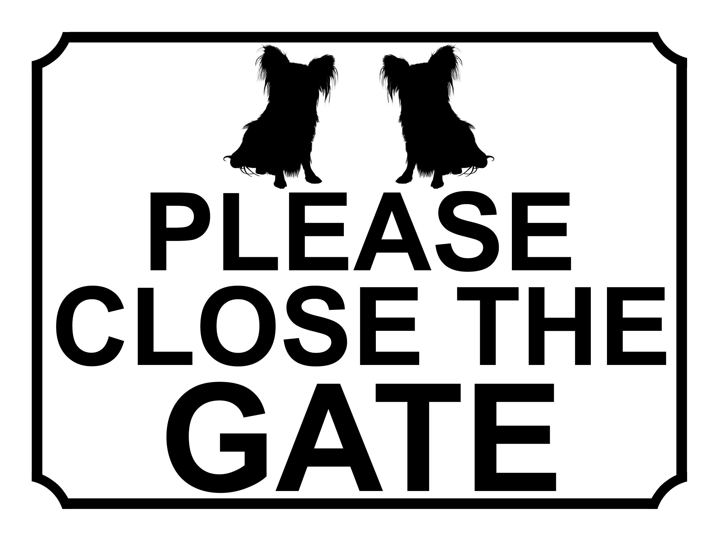 SHAWPRINT PLEASE CLOSE THE GATE DOG THEME METAL SIGN 267MM X 200MM (520H1L) LARGE 10" X 8"