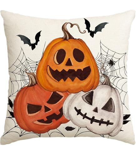 Halloween Spider Web Pillow Covers Set Of 2 - 18x18 Inch, Linen Blend, Hidden Zipper - View #8