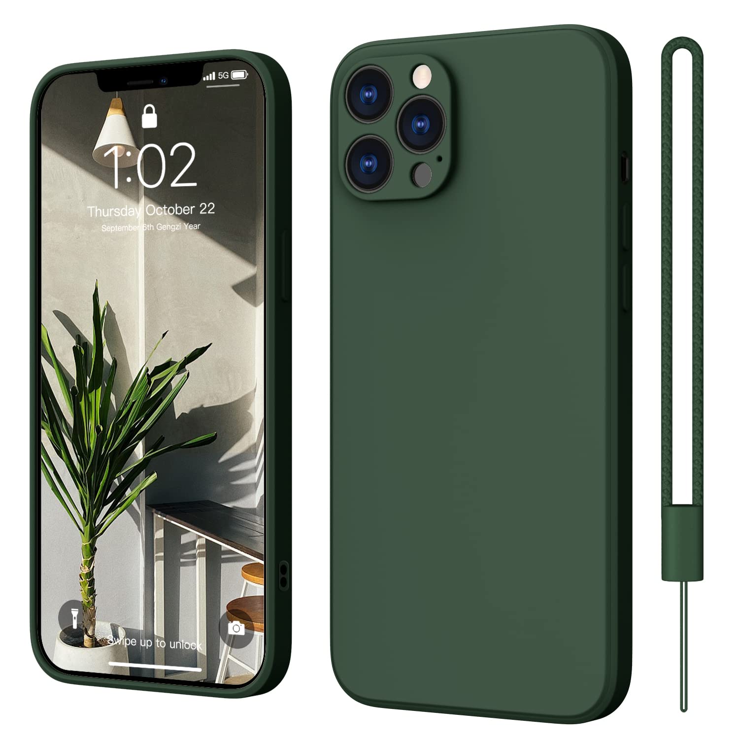 ElestBela iPhone 12 Pro Silicone Case, Hany Case iPhone 12 Pro Ultra Thin Slim with Microfibre, Scratch-Resistant All-Round Protection Case Protective Case for iPhone 12 Pro Green