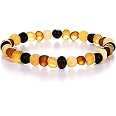 AMBERAGE Natural Baltic Amber Bracelet for Adults (Women/Men) - Hand made From Raw-Unpolished/Certified Baltic Amber Beads(6 Colors)