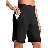G Gradual Women's 9" Long Swim Board Shorts High Waisted Quick Dry Beach Swimming Shorts for Women with Pockets Liner