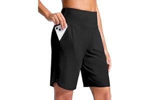 G Gradual Women's 9" Long Swim Board Shorts High Waisted Quick Dry Beach Swimming Shorts for Women with Pockets Liner
