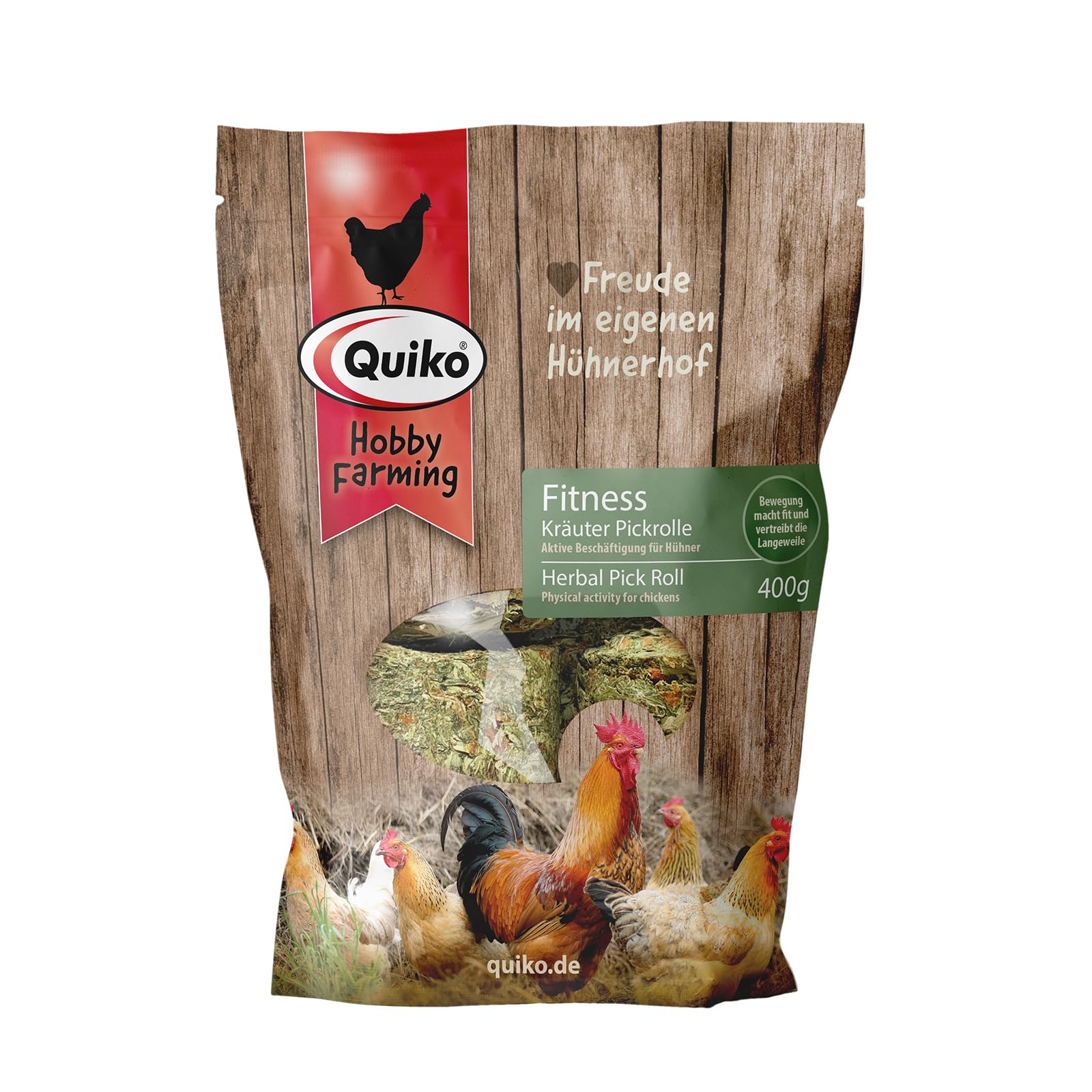 Quiko Quiko Hobby Farming Fitness Herb Pick Roll 400g - Chicken activity - Colourful pecking roll with a mix of tasty herbs and treats - Promotes the natural pecking behaviour of your chickens