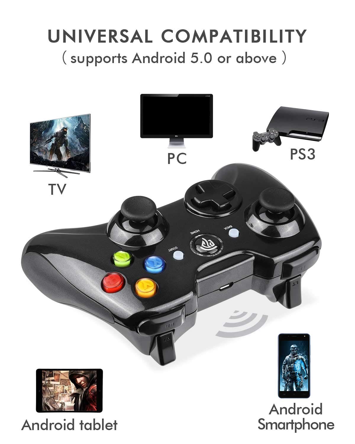 EasySMX 2.4G Wireless Controller for PS3, PC Gamepads with Vibration Fire Button Range up to 10m Support PC (black)