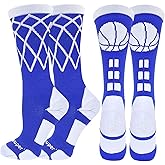 Youper Elite Basketball Socks with Basketball Logo & Net (2 Pairs), Athletic Crew Socks for Men, Boys, Women & Girls