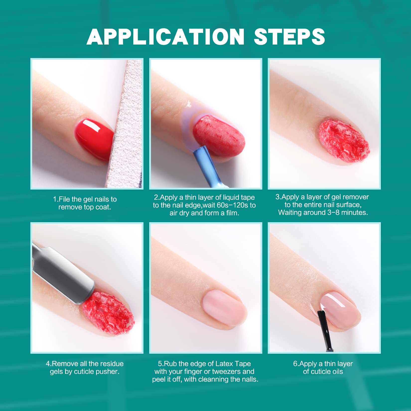 BesTby Gel Nail Polish Remover - Gel Polish Remover for Gel Nails Professional 2-5 Minute, with Cuticle Pusher and Scraper Nail File Tools, Easy and Quick Remove Gel Polish at Home - Image 6