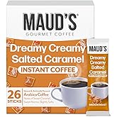 Maud's Salted Caramel Favored Instant Coffee, 26ct | Medium Roast Flavored Coffee, Instant Hot or Iced - Just add water