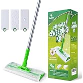Eyliden Sweeper Mop with 36 Refills - 3 Types of Disposable Dry &amp; Wet Cloths | Lock-Tight Design No Lost Pads, Universal Refills, Multi-Surface Sweeping Starter Kit for Pet Hair, Dust, Floor Cleaning