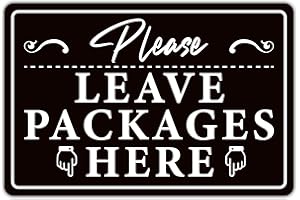 LUHIMO Please Leave Packages and Deliveries Here Sign，Self-Adhesive Waterproof Vinyl Delivery Signs for Packages, Place Packages Here Sign for Home，Office，Shop，Box, Door（11.6" x 7.8 "）