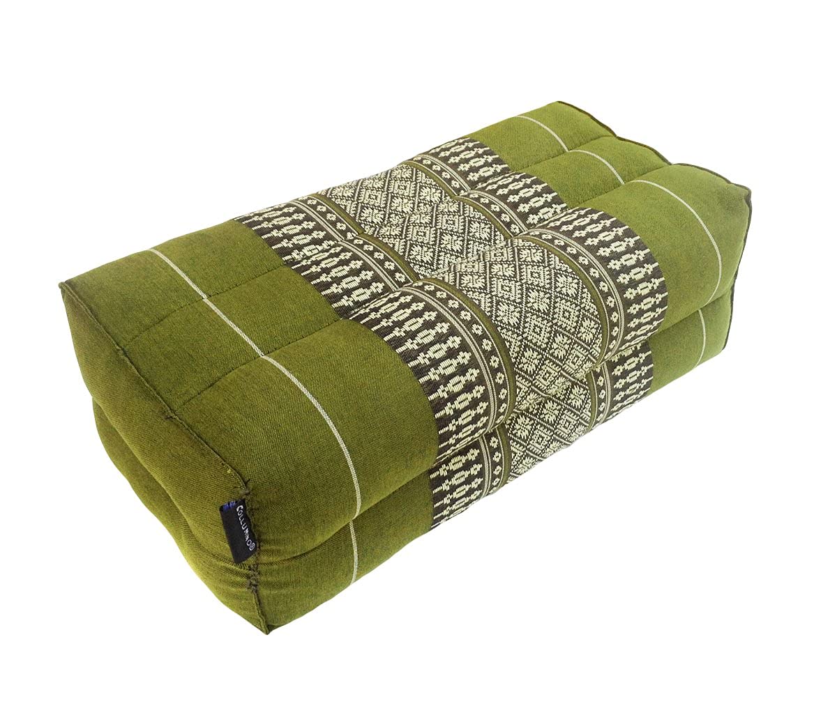Traditional Thai Kapok Yoga Support Block Cushion Meditation Pillow size 35 x 15cm (Green)