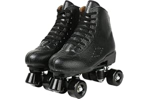Beginners Roller Skates Unisex Classic High-top Adjustable Roller Skates Double Row Four Shiny Wheels for Womens Mens Boys an