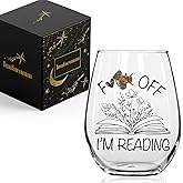 Innfueunun Fk I'm Reading Book Lovers 15oz Wine Glass Gifts for Book Lover Readers Writers Bookworm Friend Teacher Men Son Daughter, Funny Books Club Gift for Lovers of Reading Fun Librarians