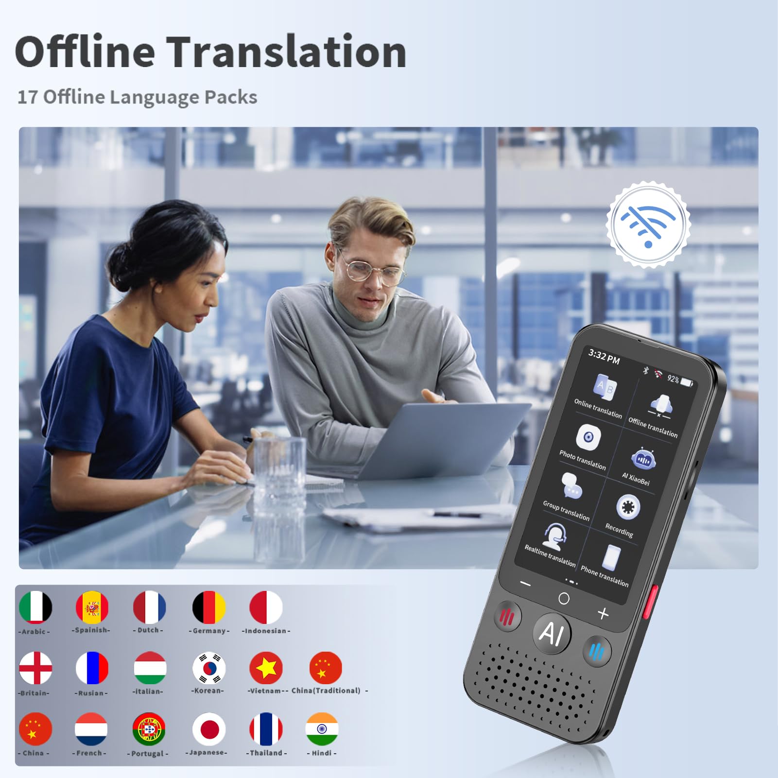 Mua Language Translator Device, Instant Translator No WiFi, AI Portable ...