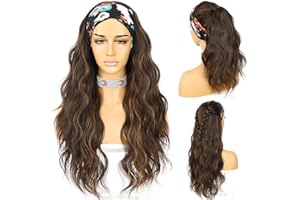 Sapphirewigs Glueless Headband Wig Loose Body Wavy Synthetic Hair Wigs for Black Women Wave None Lace Front Wigs Mix Brown Co