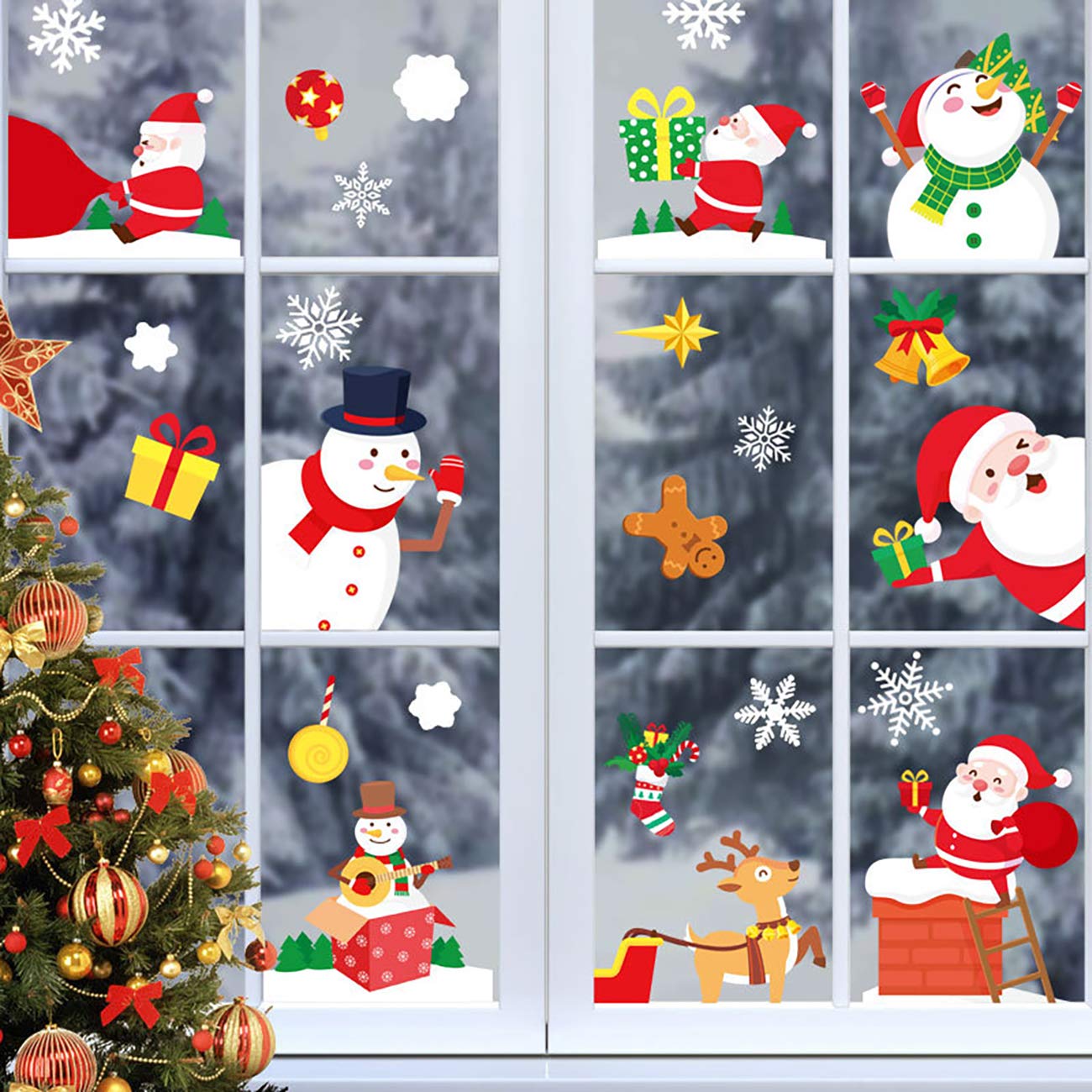 Clearance Christmas Decorations: 218-Piece Window Stickers, Double-Sided Patterns for Window Display