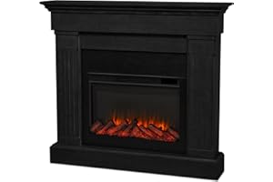 Real Flame Crawford 48" Slim Indoor Electric Fireplace with Mantel for Living Room or Bedroom, Replaceable Fireplace Insert Heater, Realistic Log and Flame Effect, Remote Control, Timer.