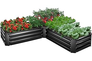 EDOSTORY Raised Bed Garden Bed Kit, 5x5x1ft Galvanized Planter Tall Raised Garden Boxes Outdoor, Large Metal Raised Garden Beds for Vegetables, Flowers, Herbs