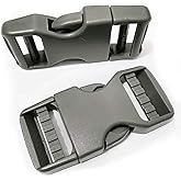 Plastic Buckle for 1 inch Webbing Straps, Side Release Buckles for Backpack Replacement, Heavy Duty Buckle Two-way Adjustable Clips for Nylon Strap Fanny Pack Belts Pet Dog Collars(2 Pcs ACU Grey)
