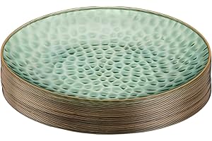 PLASTICPRO 30 Pack Hammered Plastic Plates Heavyweight Disposable Plastic Plates Elegant Clear Hammered Rim Platsic Party Dis