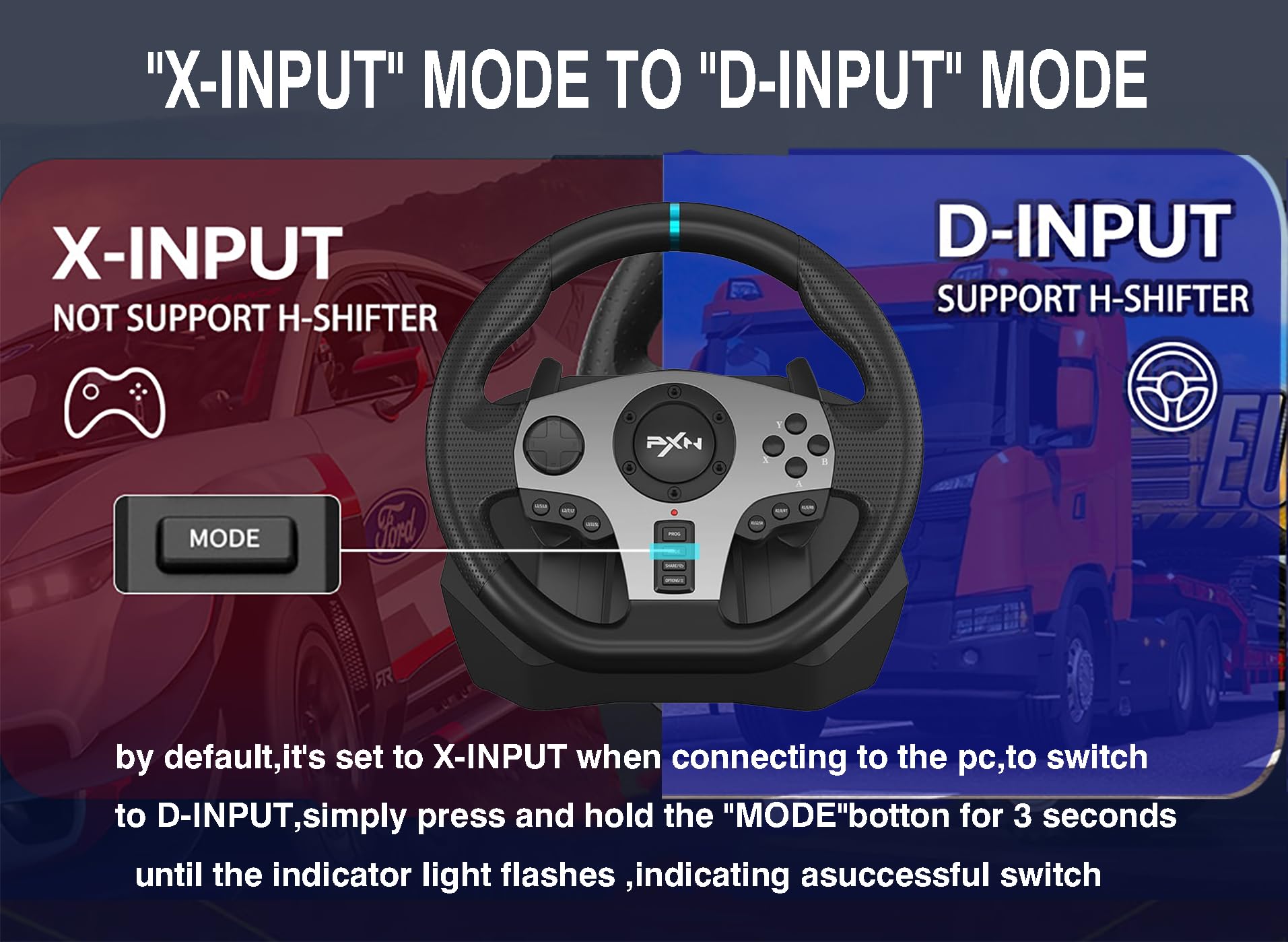 PXN V9 Racing Wheel pc Steering Wheel With Pedals and Shifter 270/900° Dual-Motor Feedback Driving gaming Racing Wheel for PC,PS4,PS3,Xbox One, Xbox Series X/S,N-Switch