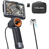 Teslong Dual Lens 4-Way Articulating Borescope for Wall Engine Inspection | 0.25 inch Endoscope, 5" IPS Screen, 5FT Cable, 210&deg; Articulation, 6 LED Lights, 32GB, IP67 Waterproof, Carrying Case