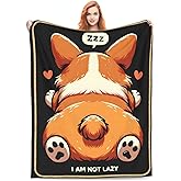 amepay Cute Lazy Corgi Blanket Gifts for Corgi Lovers Girls Boys Puppy Dog Flannel Throw Blankets Soft Fuzzy Lightweight for Home Decor Couch Bed Sofa 60x50 Inches