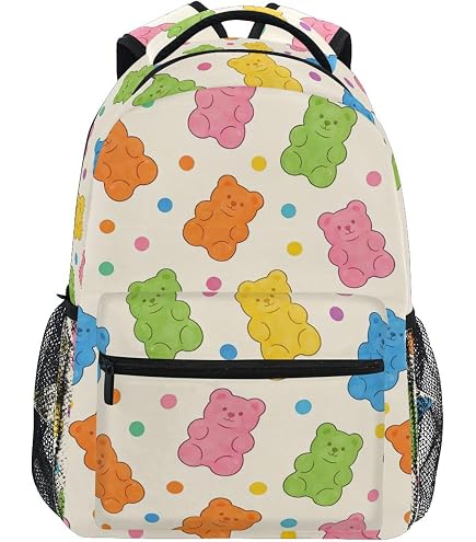 JUNZAN Colorful Gummy Bears Candies Jelly Sweets Backpacks for Kids Transparent Student Book Bags Kindergarten