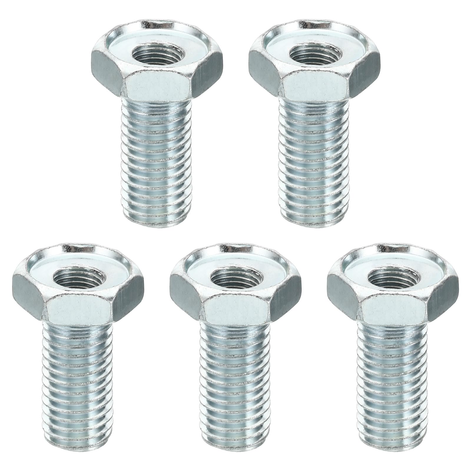 PATIKIL M14x2 to M10x1 Hex Thread Reducing Connector, 5 Pack Hollow Bolt Reducing Nut Screw Sleeve Through Hole Fasteners Adapter Reducer Hardware, 37mm
