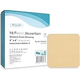 Medvance Ultra Absorbent Silicone Foam Dressing - Waterproof Silicone Adhesive Foam Dressing - Easy Apply Sterile Bandages - Wound Care & Dressings for Burns & More (4"x4" Bandage) (Box of 10)