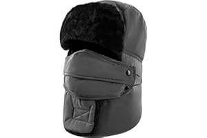 KOOLSOLY Trooper Trapper Hat,Winter Ski Hat with Winter Ear Flap and Ski Windproof Mask Dark Grey