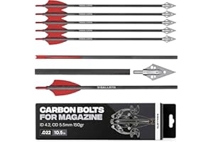 BALLISTA 10.5" Carbon Crossbow Bolts – 5.5mm OD, 268mm – Hunting Arrows for BAT & BAT Reverse Crossbow with Magazine – Small 