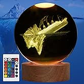 Cruise Night Lamp, Crystal Ball Ship Lamp, Ship Night Light, 3D Cruise Figurines with Remote 16 Colors Light Base for Gifts f