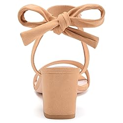 Womens Open Toe Ankle Tie Back Low Block Chunky