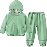 Fewlby Kids Rainsuit Raincoat Set, Toddlers Waterproof Raincoat with Pants Child Rainset Rainwear