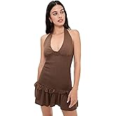 Seven Wonders Women's Fleur Shirred Halter Mini Dress