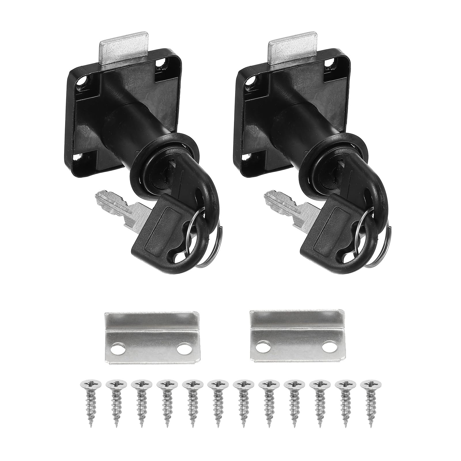 PATIKIL 2 Pack Drawer Lock with Keys, Keyed Different Alloy Steel Desktop Lock With1-1/4 Length 3/4" Dia Cylinder Cam Cabinet Locks for File Drawer RV Storage Replacement, Black