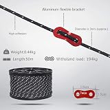 HIKEMAN 50M Reflective Nylon Tent Guy Rope 3mm with 10 Aluminum Tensioners view 2