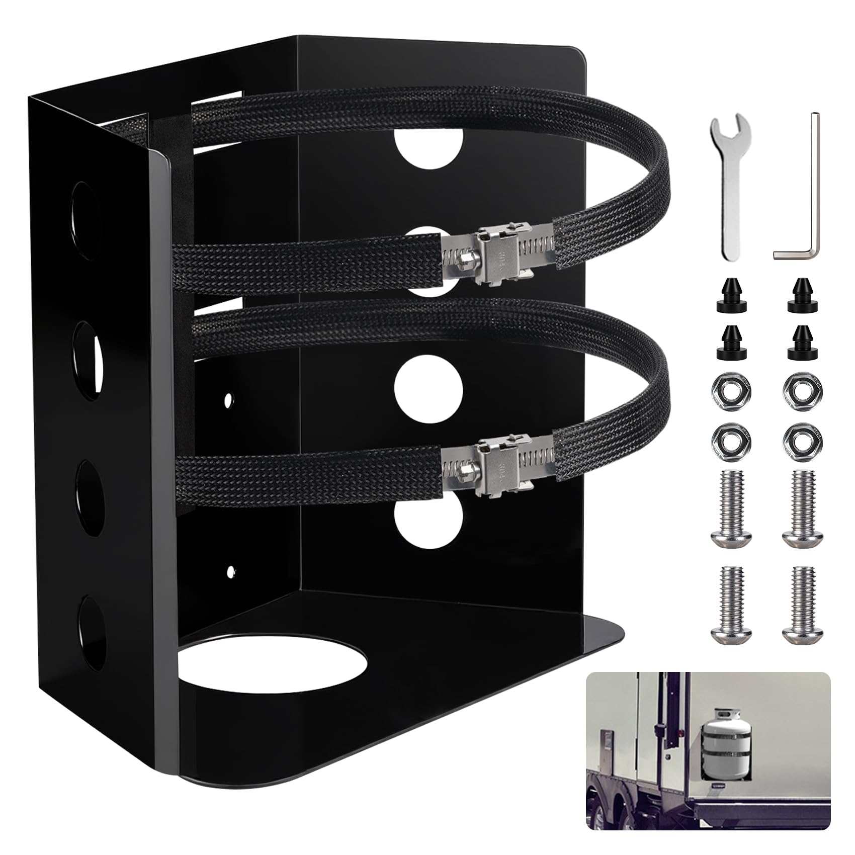 Photo 1 of ??????? 20 LB Heavy Duty Propane Tank Holder, Scratch Resistant Stainless Steel Propane Tank Bracket, Fits 12in Tank ,for RV Truck Trailer Vehicle Boat, Replace BKT-2290