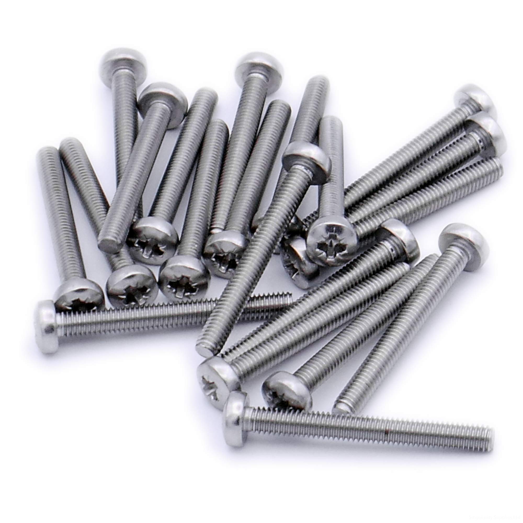 M4 (4mm x 60mm) Pozi Pan Machine Screw (Bolt) - Stainless Steel (A2) (Pack of 20) — image 1