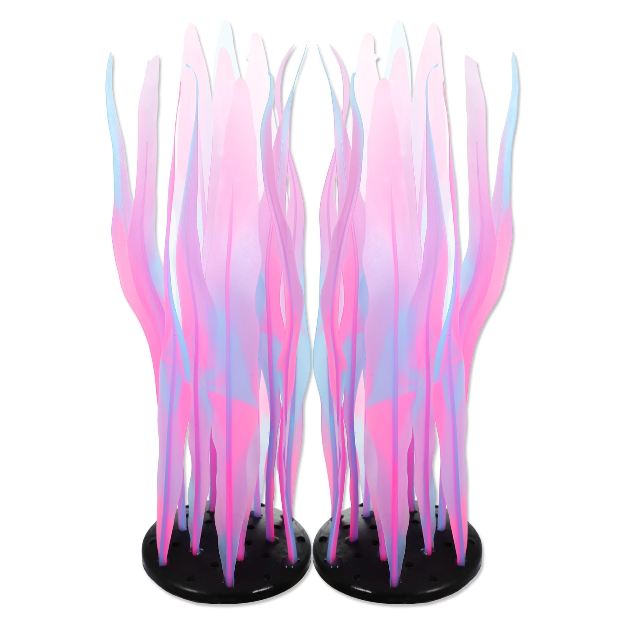 CAPASTEC Aquarium Glowing Kelp Plant, Soft Silicone Glowing Fish Tank Decorations, Fluorescence Coral Decor for Aquarium Decor Pink 2pcs
