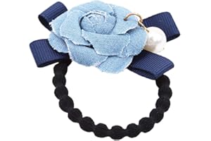 Handmade Fabric Production Korean Version Of The Headdress Imitation Denim Pearl Flower Rubber Band Hair Ring Durable process