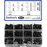 Deohsyly 381Pcs Machine Screws Nuts and Bolts Assortment Kit, #6-32/#8-32/#10-24 Phillips Pan Head Assorted Black Oxide 304 Stainless Steel Bolts &amp; Nuts &amp; Flat Washers, with Case