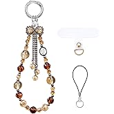 BEEFLYING Crystal Bead Phone Bracelet Strap, Cellphone Bow Charms Wristlet Lanyard for Women, Kawaii Charm Pendant Wrist Strap for Camera Bag Accessories