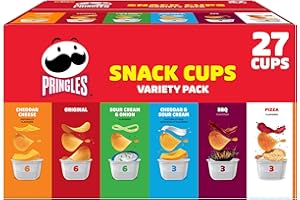 Pringles Snack Stacks Potato Crisps Chips, Flavored Variety Pack, Original, Sour Cream and Onion, Cheddar Cheese, BBQ, Pizza,