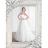 Essovee Vintage Picture Frames 4x6,Metal Photo Frame with Ornate Silver Baroque Scrollwork & HD Glass for Wedding Valentine's/Mother's Day Gifts,White
