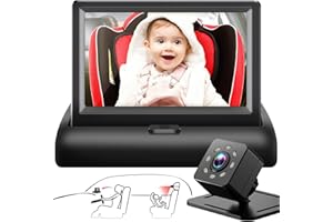 SHYNERK BABY Baby Car Mirror with 4.3'' HD Night Vision Function Display, Safety Car Seat Camera with Wide Crystal Clear View, Easily Observe The Baby’s Move(Not USB)