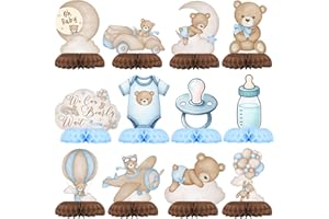 OUTEGO Balloon Bear Party Centerpiece Set - Teddy Bear Honeycomb Birthday Decorations and Bear Table Toppers for Kids' Bear-Themed Birthday and Baby Shower Table Decor
