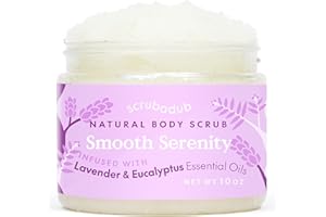 Scrubadub Natural Body Scrub 10oz Lavender Eucalyptus | Sea Salt Lavender Body Scrub Made in USA | Perfect Butt Legs Arms Hand Exfoliating Scrub | Vegan Cruelty Free & Natural Skincare
