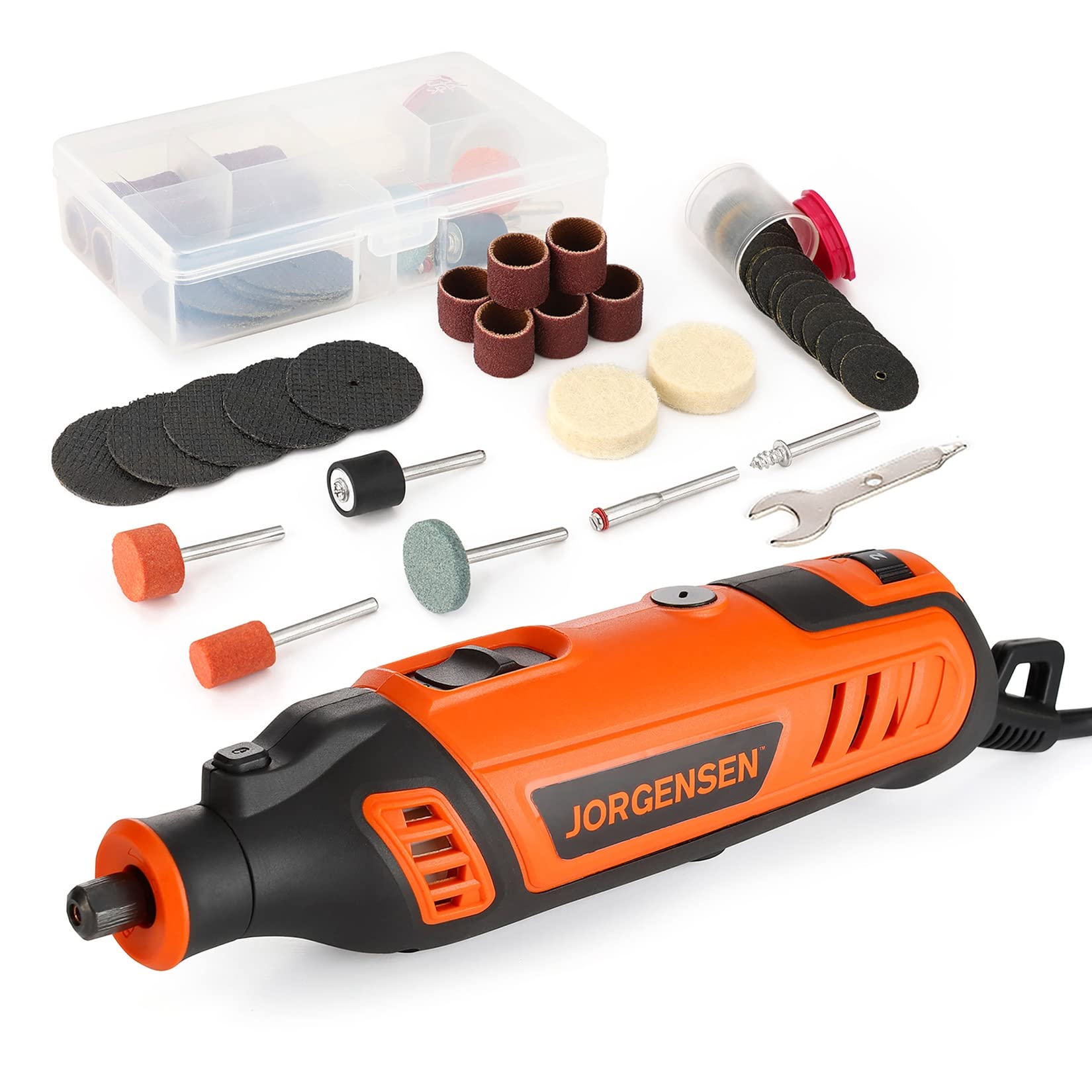 Photo 1 of JORGENSEN Rotary Tool Kit, 6 Variable Speed Rotary Tool With 51pcs Accessories, 1.6 Amp Heavy Duty Powerful Rotary Tool With 1/8 Chuck, Perfect For Cutting, Grinding, Sanding, Polishing