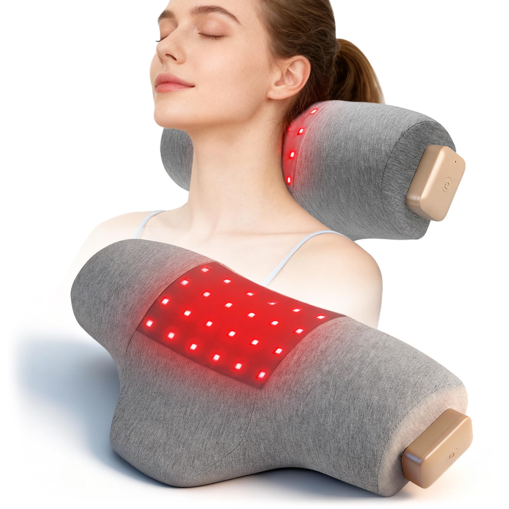Photo 1 of TIAXU TIAXU Red Light Therapy Neck Pillow for Pain Relief, Cordless Infrared Light Therapy for Cervical Spine & Joint Stiffness, Portable Travel Device